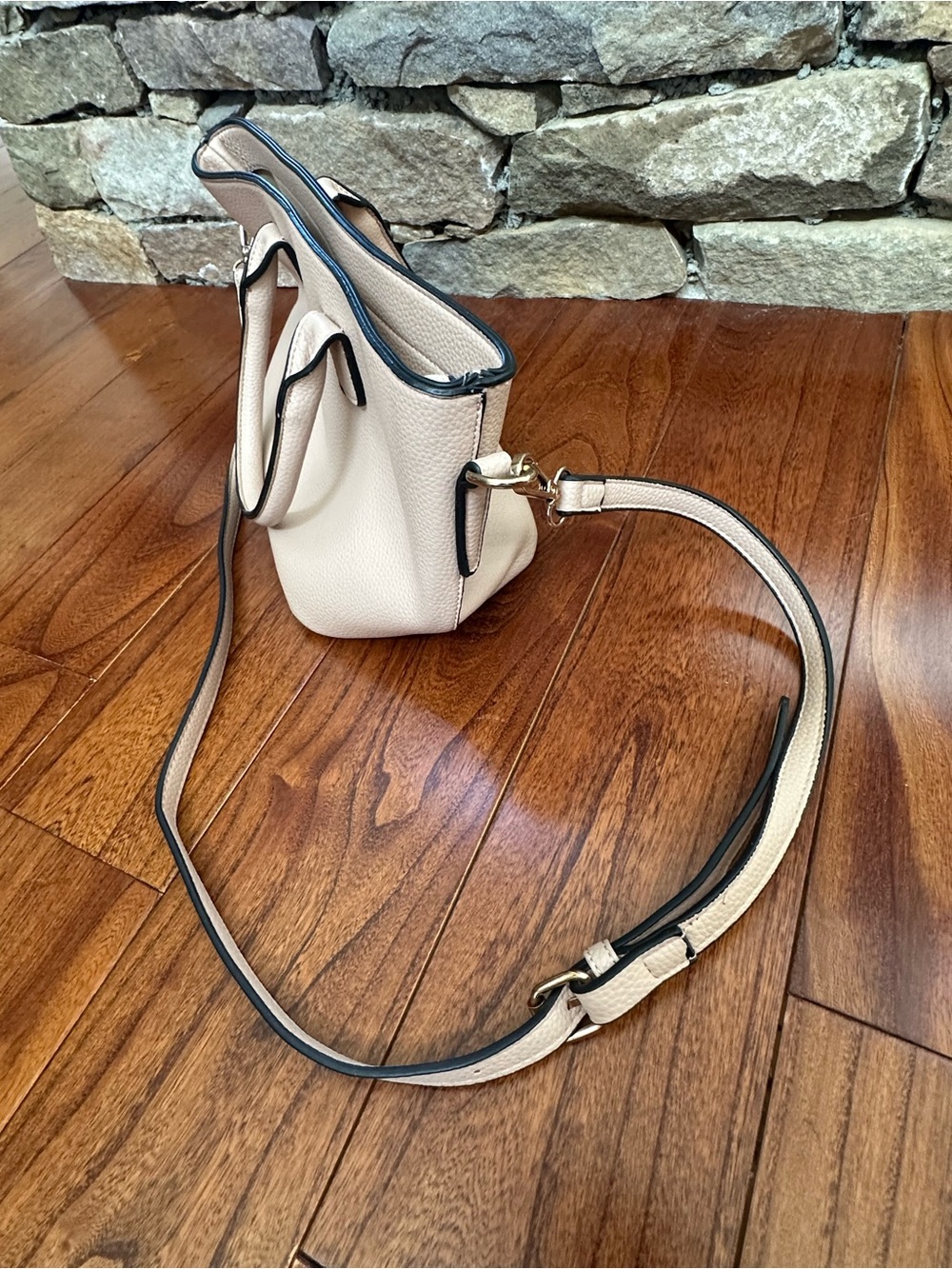 Leather Pebbled Satchel in Neutral - Picture 4 of 12